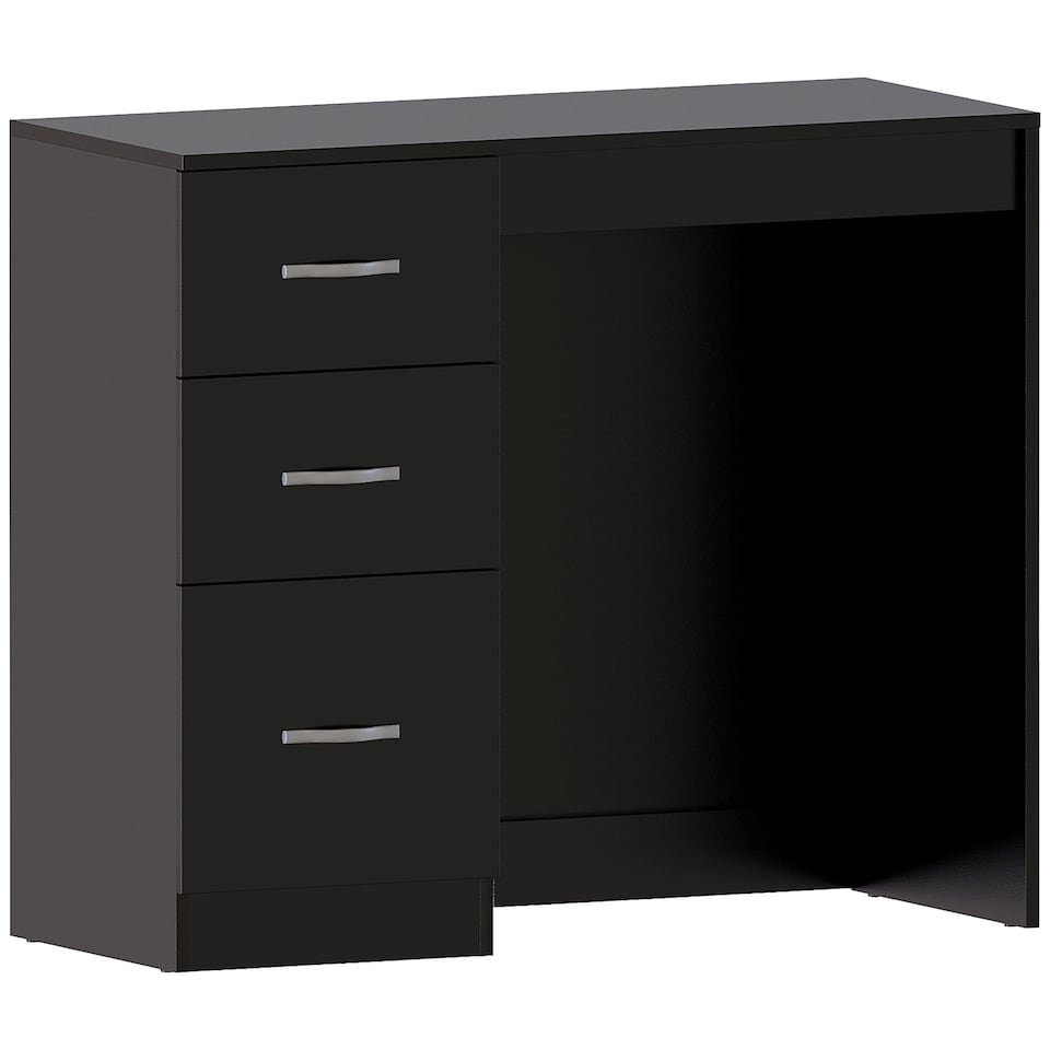image 1 of Vida Designs Riano 3 Drawer Dressing Table Vanity Makeup Desk, Black