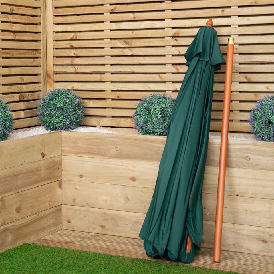 image 1 of Samuel Alexander 2.7m Outdoor Wooden Garden Parasol Sun Shade with Carry Bag in Green