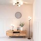 image 2 of ValueLights Kristina Frosted White Shade 3 Way Black Metal Uplighter Floor Lamp