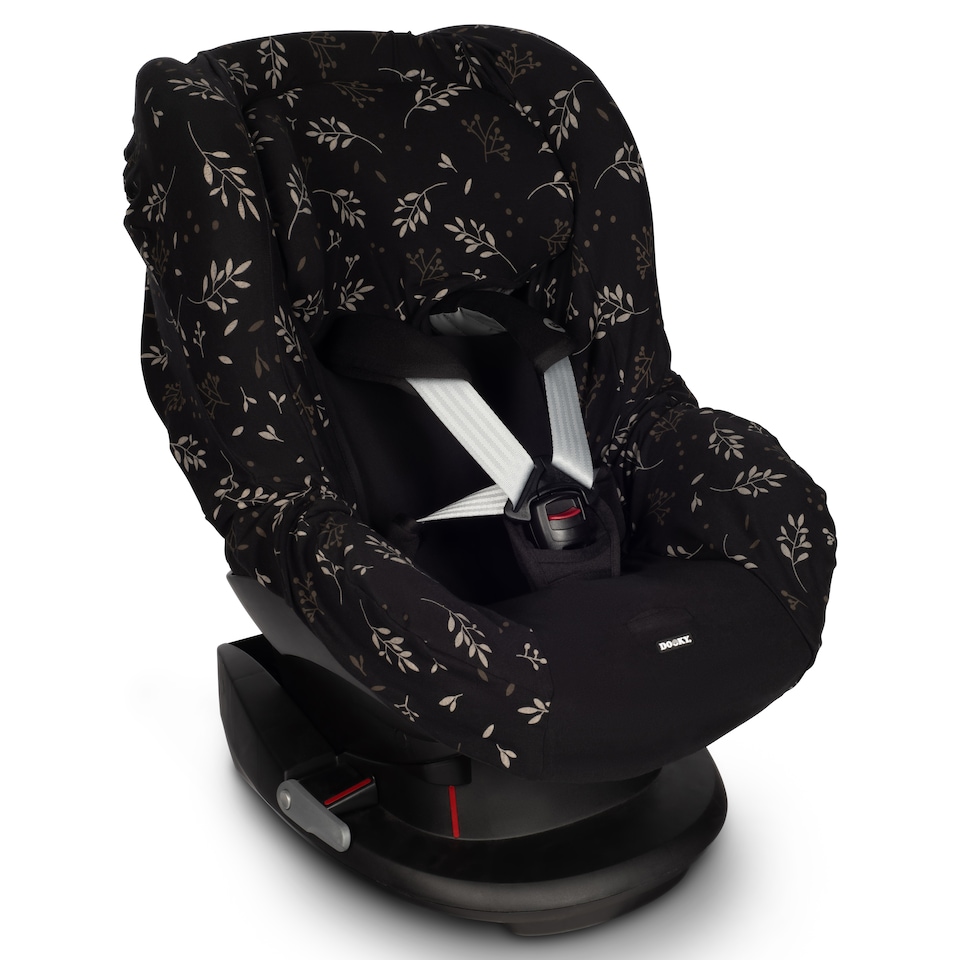 image 1 of Dooky Group 1+ Baby Car Seat Cover, Universal Cotton 9-18kg, Romantic Leaves Black