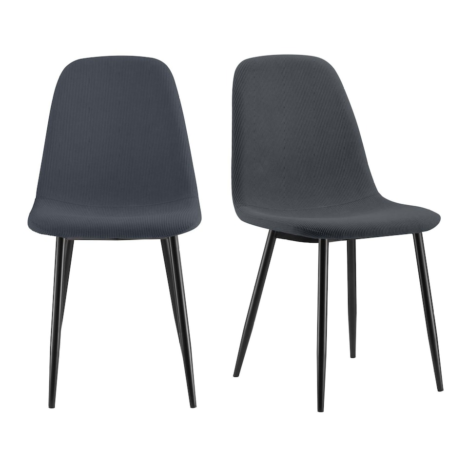 image 1 of VonHaus Cavell Cord Textured Set of 2 Dining Chairs