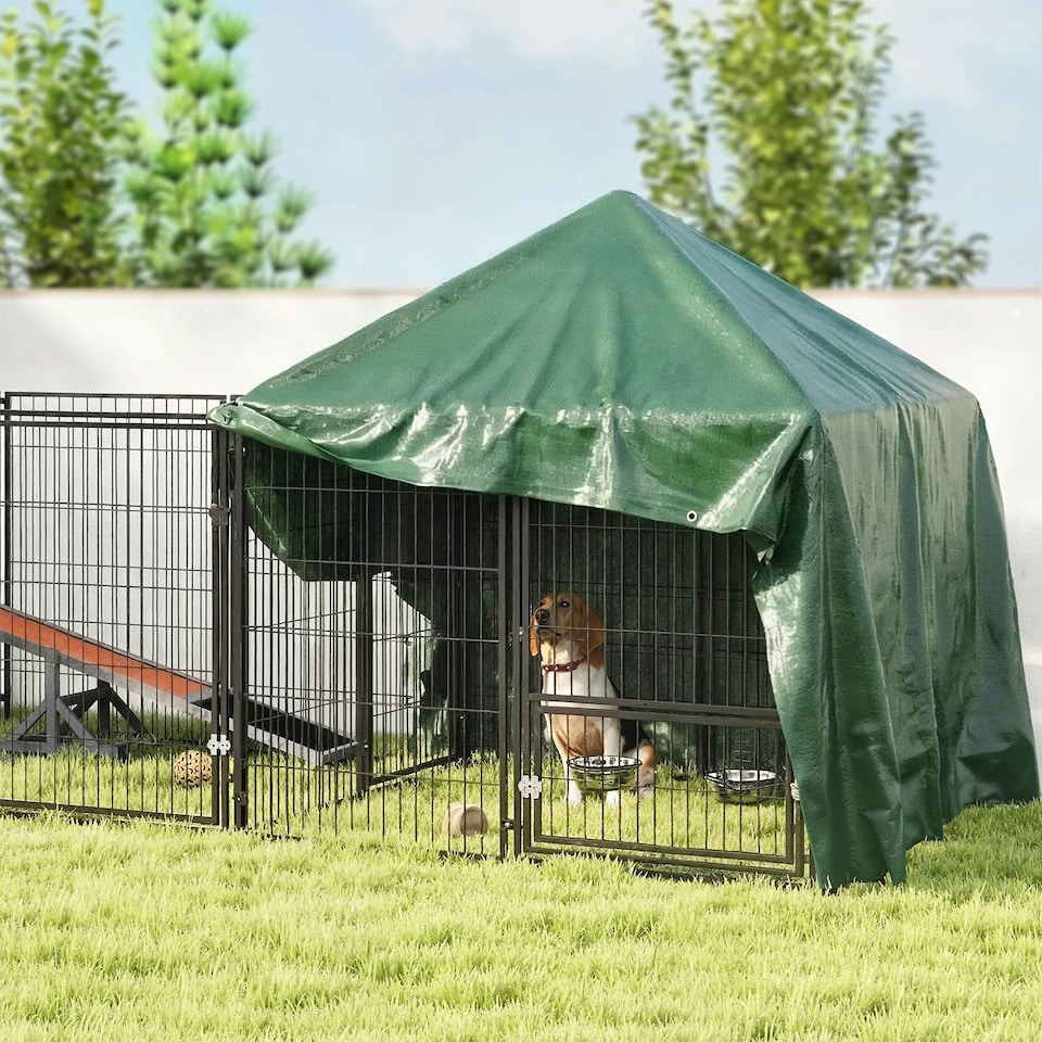 image 1 of Outsunny 3 x 4m Waterproof Tarpaulin, 90GSM Tear-Resistant PE Tarp | Green | Green | 300 x 400 cm