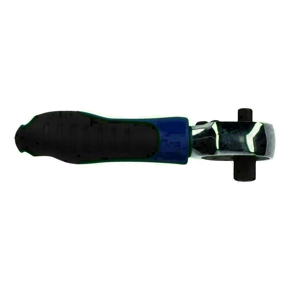 image 1 of 1/4" & 3/8" Stubby Dual Head Ratchet Wrench Handle 72 Teeth Reversible