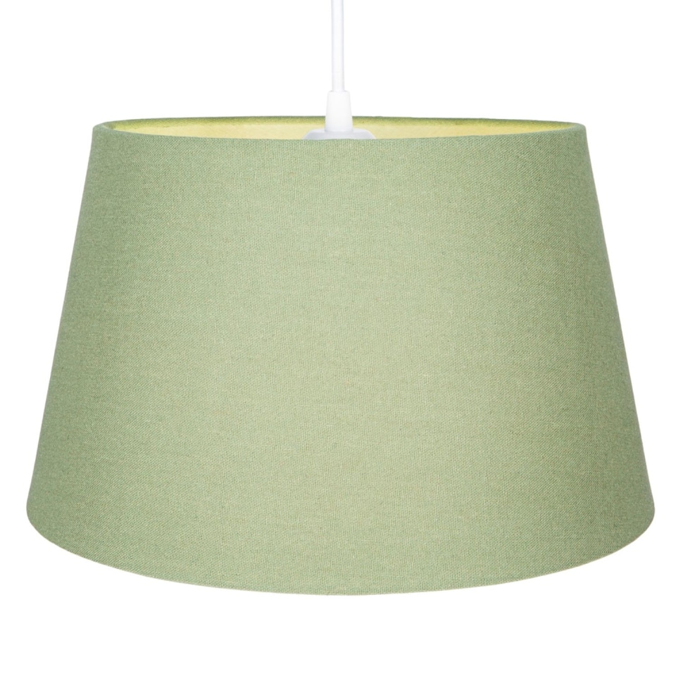image 1 of Traditional 30cm Olive Green Linen Fabric Drum Table/Pendant Shade 60w Maximum | Green | Olive Green | 1
