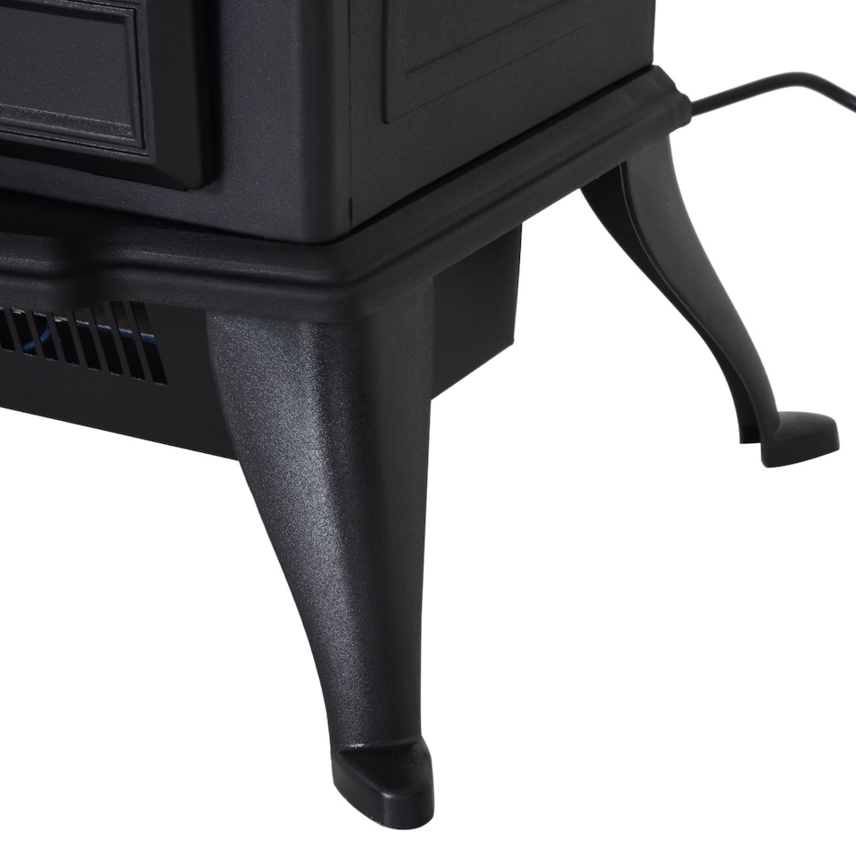 image 1 of HOMCOM Electric Stove Heater with Realistic Flame Effect, 2000W Portable Indoor Freestanding Electric Fireplace with Adjustable Thermostat, Black