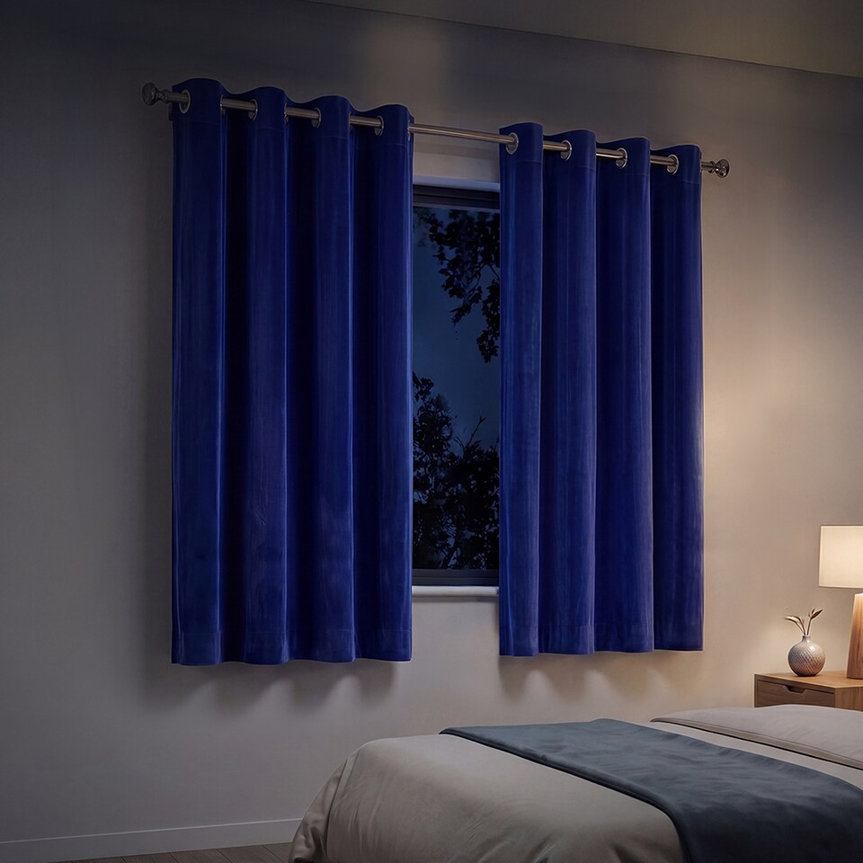 image 1 of Marlow Velvet Blackout Eyelet Curtains with Tie Backs for Home
