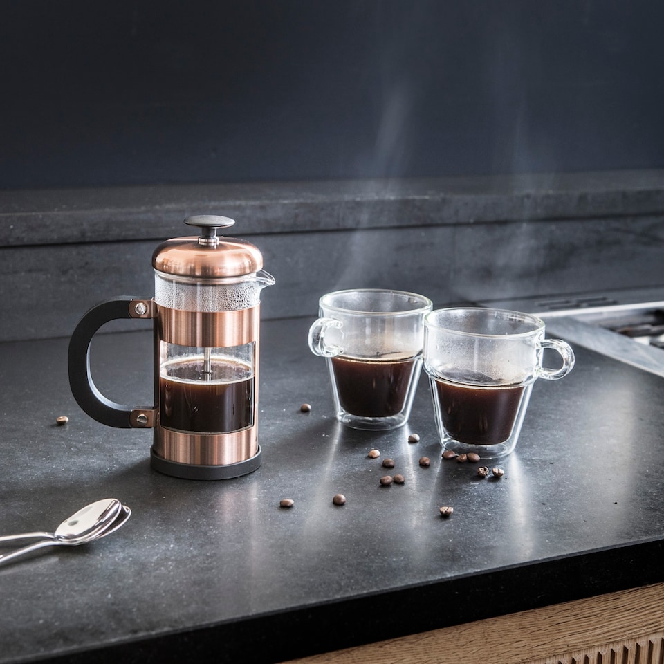 image 1 of Judge Glass Cafetiere 3 Cup Coffee Maker Copper Finish 350ml