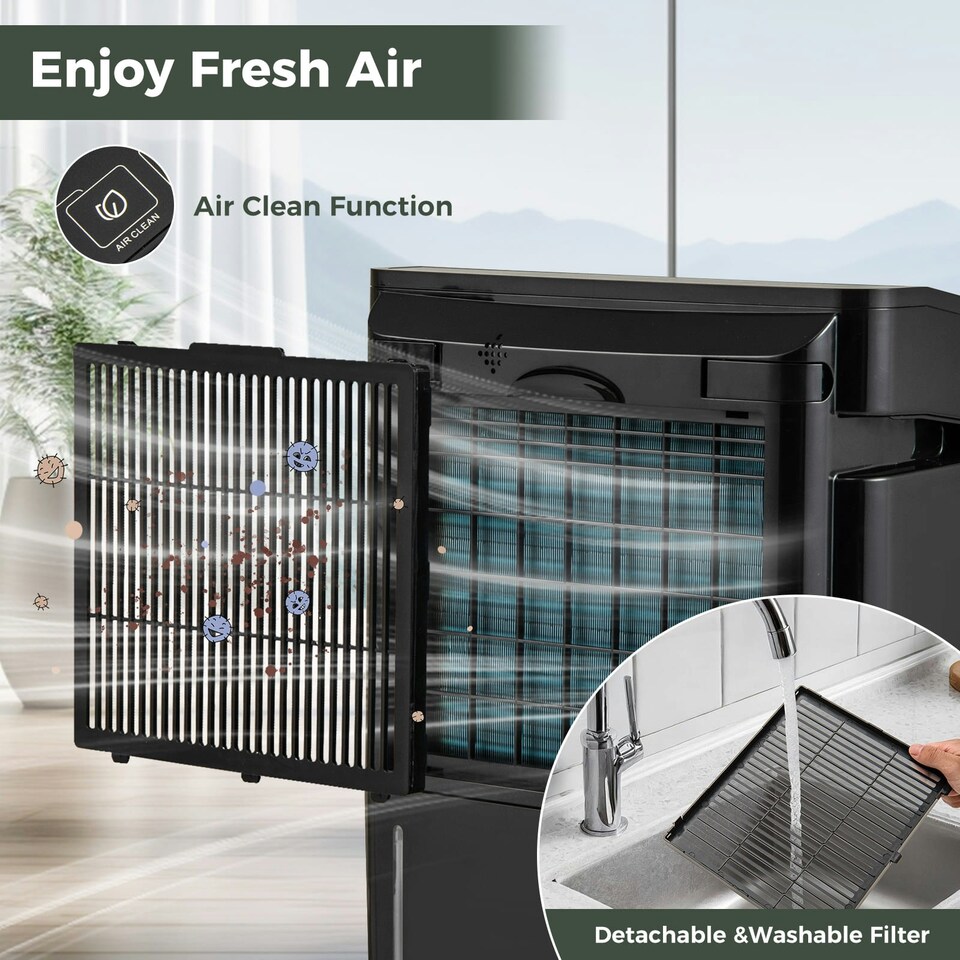 image 1 of COSTWAY 25L/D Dehumidifier with 4 Modes & 3-Color Indicator Black