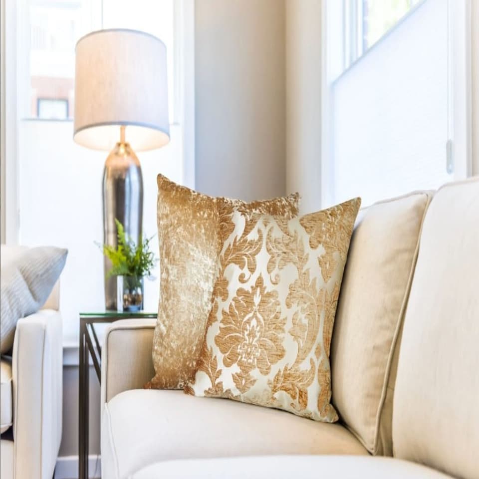 image 1 of Baroque Cushion Cover 43cm x 43cm Taupe Brown | Natural