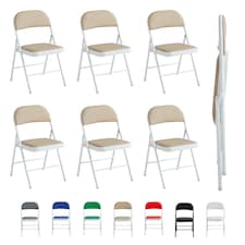 Set of 6 Folding Dining Chairs with Metal Frame and Padded Seats