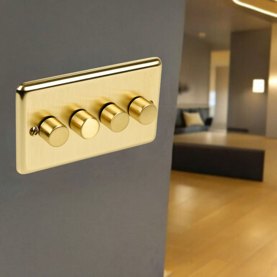 image 1 of Volex Crabtree 4-Gang Dimmer Light Switch - Angled Style