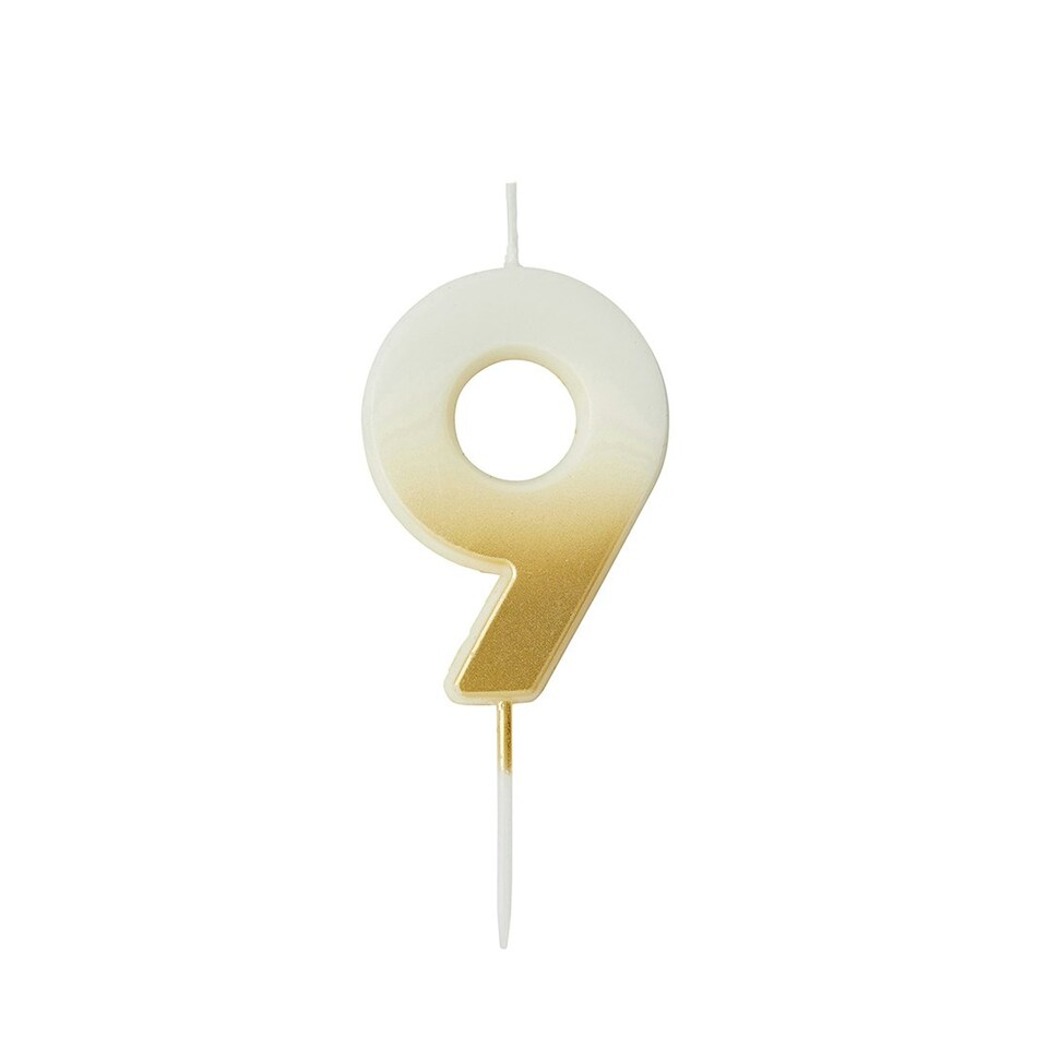 image 1 of Gold Ombre Number '9' Celebration Candle