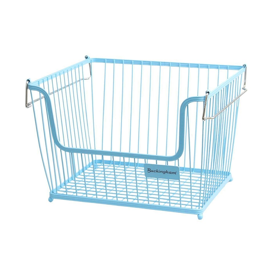 image 1 of Buckingham Multi-Purpose Stackable Storage Organising Basket 30.5 x 26.5 x 22 cm Baby Blue
