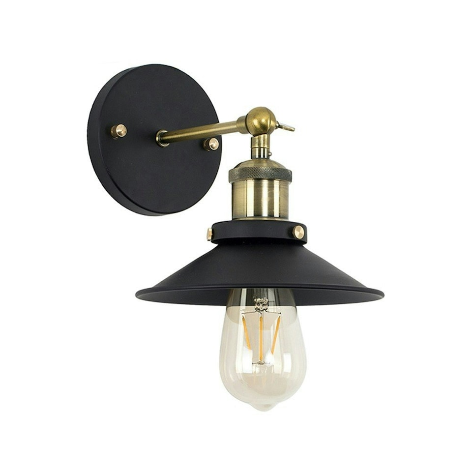 image 1 of ValueLights Colonial Gold Indoor Wall Lantern and E27 Pear LED 4W Warm White 2700K Bulb