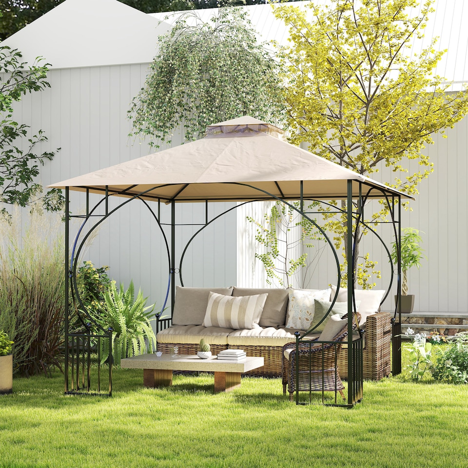 image 1 of Outsunny Gazebo Canopy Replacement Cover 3m x 3m 2 Tier Roof Top