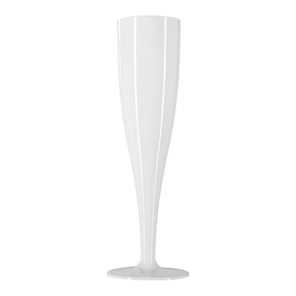 White Biodegradable Plastic Champagne / Prosecco Flutes 175ml - Pack of 10