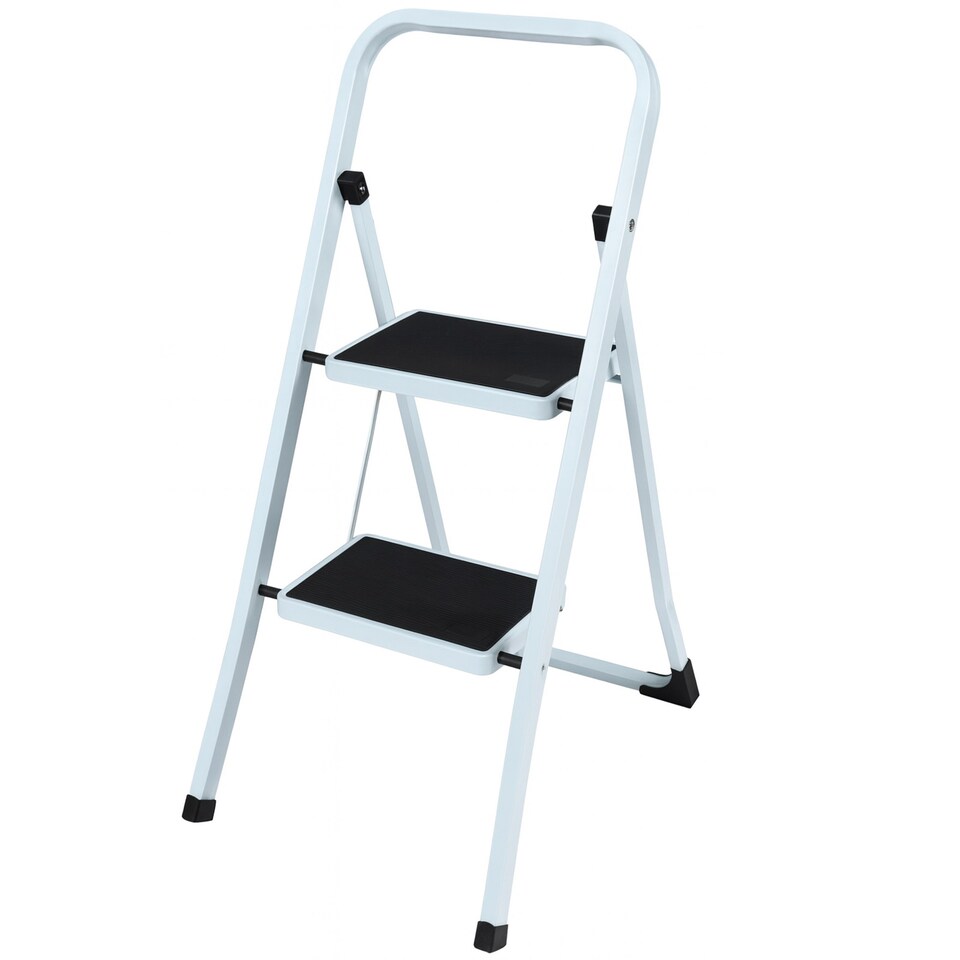 image 1 of Gr8 Home 2 Step Ladder Folding Stool Non Slip Tread Heavy Duty Steel Foldable Home DIY