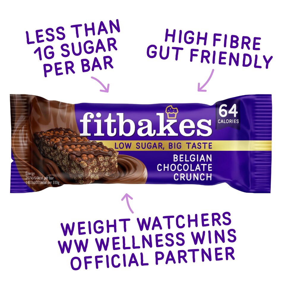 image 1 of Fitbakes Belgian Chocolate Low-Sugar Crunch Mini Bars, 12 x 19g