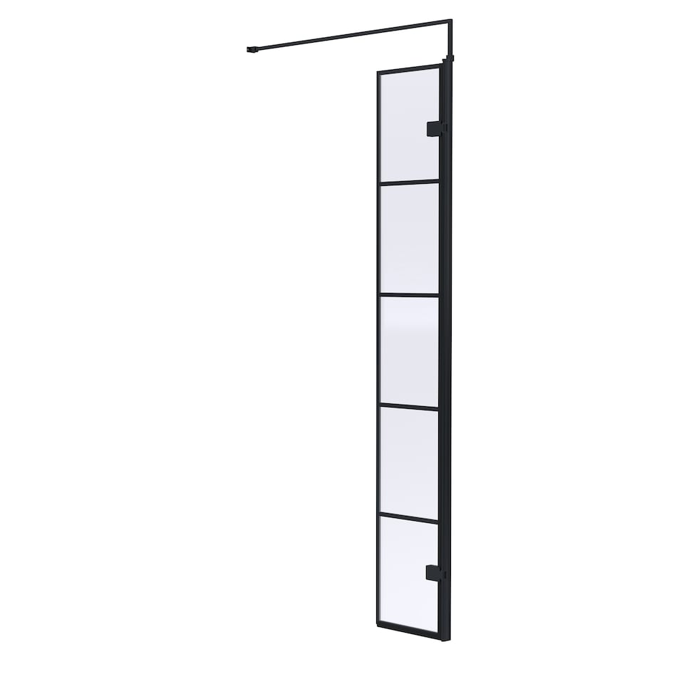 image 1 of 8mm Toughened Safety Glass Black Framed Wetroom Swing Screen - 300mm - Balterley