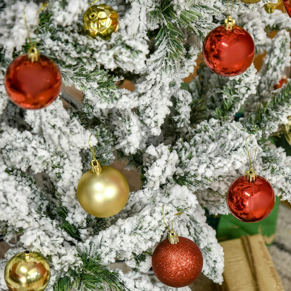 image 1 of HOMCOM 5ft Snow Flocked Artificial Christmas Tree w/ Realistic Branch Tips