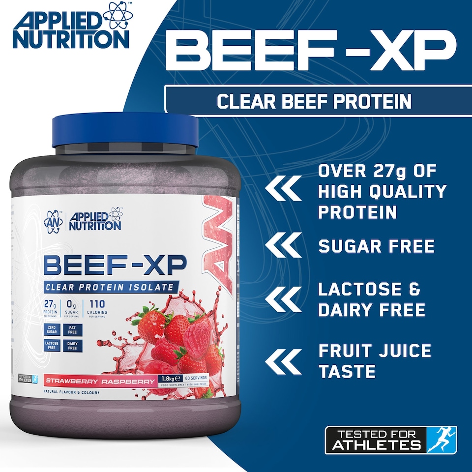 image 1 of Applied Nutrition Beef-XP Clear Protein Isolate Powder - Strawberry Raspberry - 60 Servings