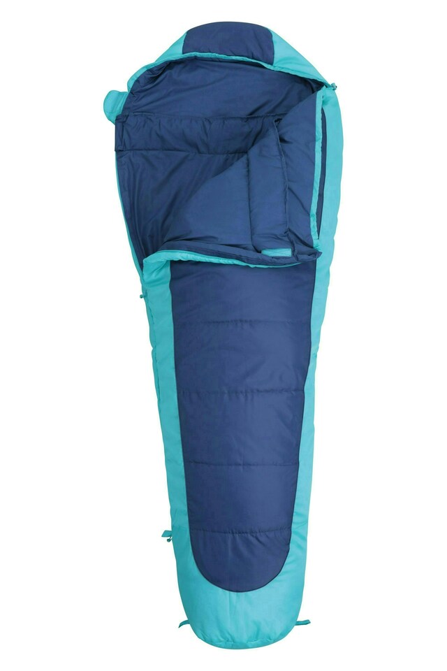 image 1 of Mountain Warehouse Summit 500 Square Sleeping Bag Insulated Two Way Zip Camp Bed Right Handed Zip - Regular length (200cm) | Blue