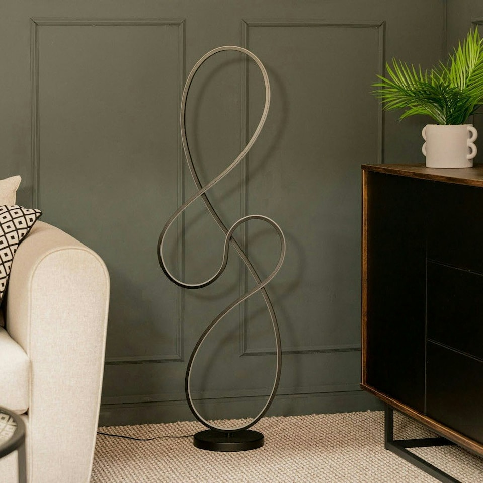 image 1 of ValueLights Infinity Black Swirl Integrated LED Floor Lamp
