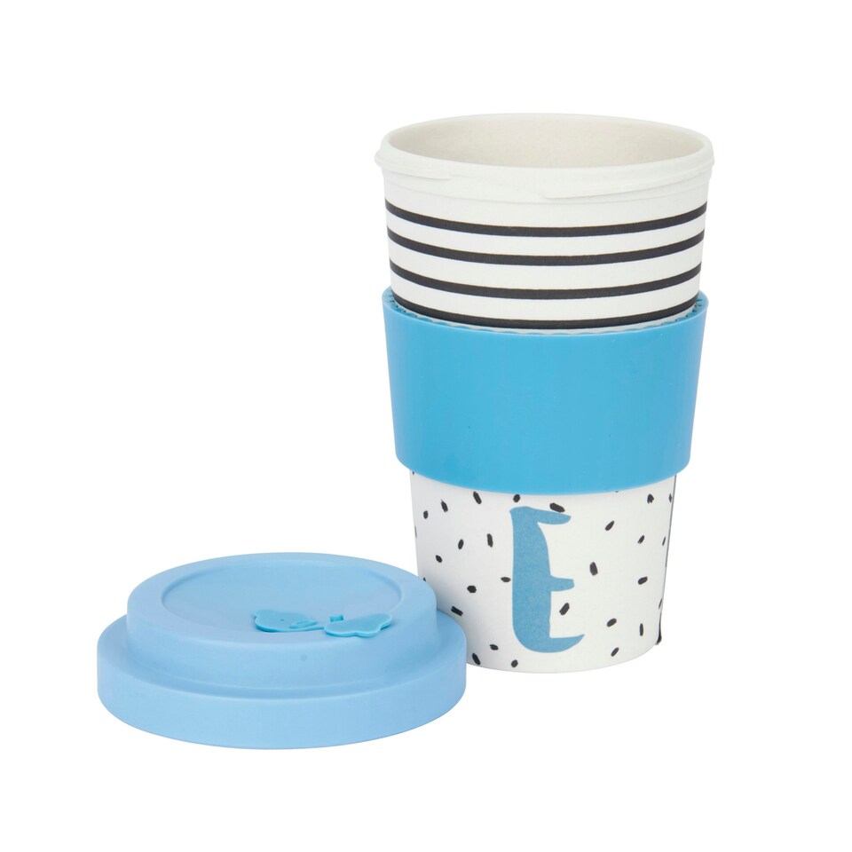 image 1 of KitchenCraft 410ml Bamboo A to Z Letter "E" Reuseable Mug Multi