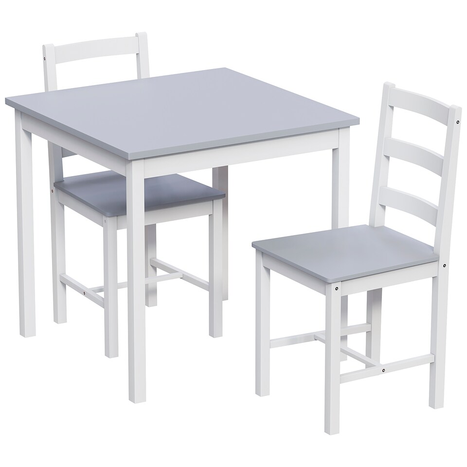 image 1 of Vida Designs Yorkshire 2 Seater Dining Set 3 Piece Table & Chairs, White & Grey