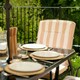 image 2 of Hectare 6 Seater Garden Furniture Glass Table Dining Set and Parasol Beige