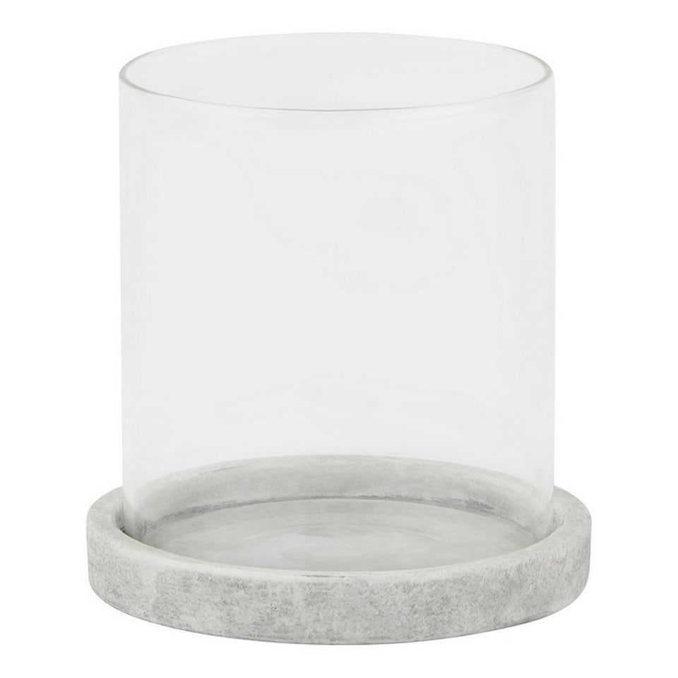 image 1 of Athena Stone Hurricane Lantern - Ceramic - L14 x W14 x H14 cm - White