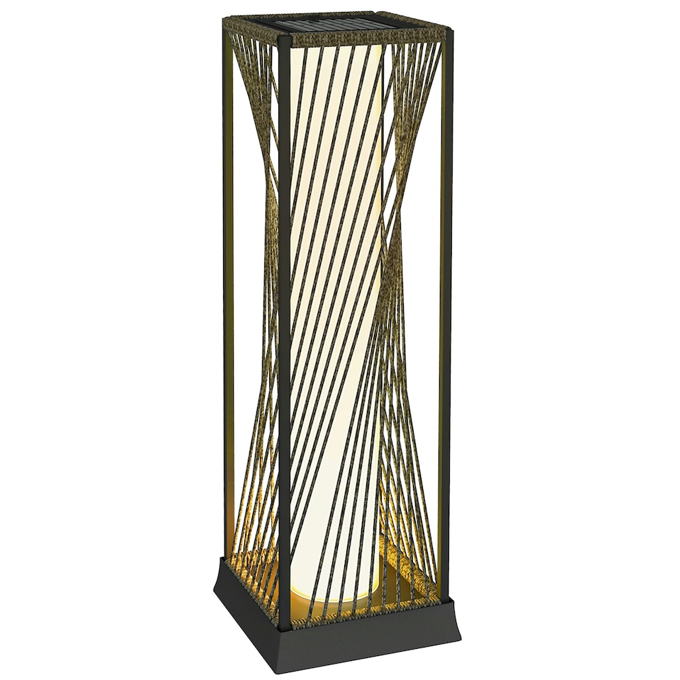 image 1 of Outsunny Rattan Solar Floor Lamp, Auto On/Off LED Garden Lights, Grey