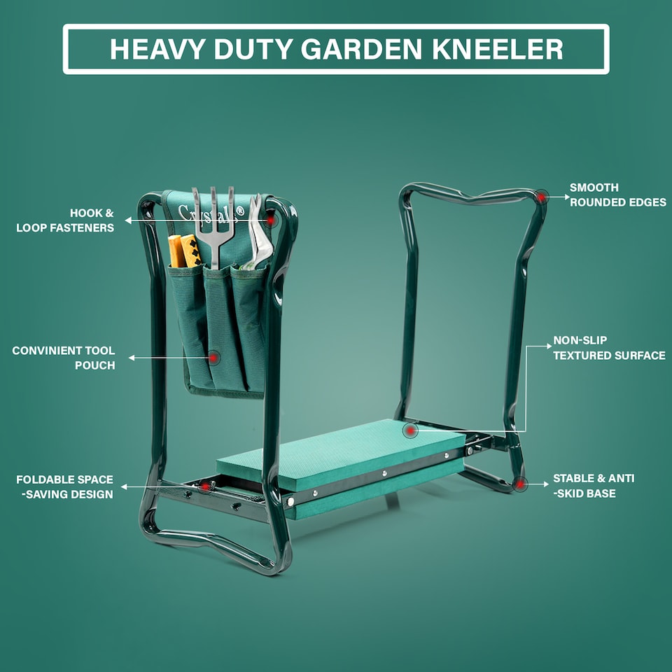 image 1 of Garden Kneeler 3-IN-1 Folding Gardening Padded Seat & Kneeler Stool Inc Gloves
