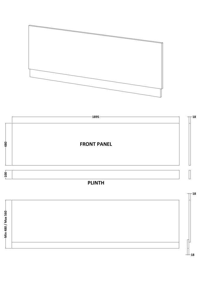 image 1 of Balterley 1900mm Front Bath Panel WhGL