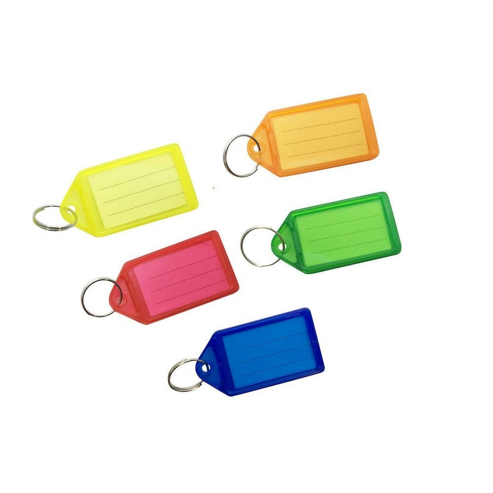 image 1 of Pack of 50 Large Assorted Coloured Identity Tag Key Rings