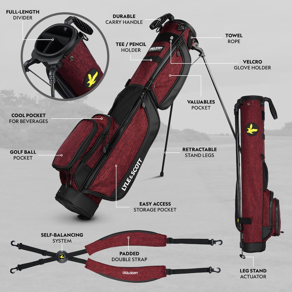 image 1 of Lyle & Scott Gleneagle 5.3'' Golf Bag | Red | Fion Red