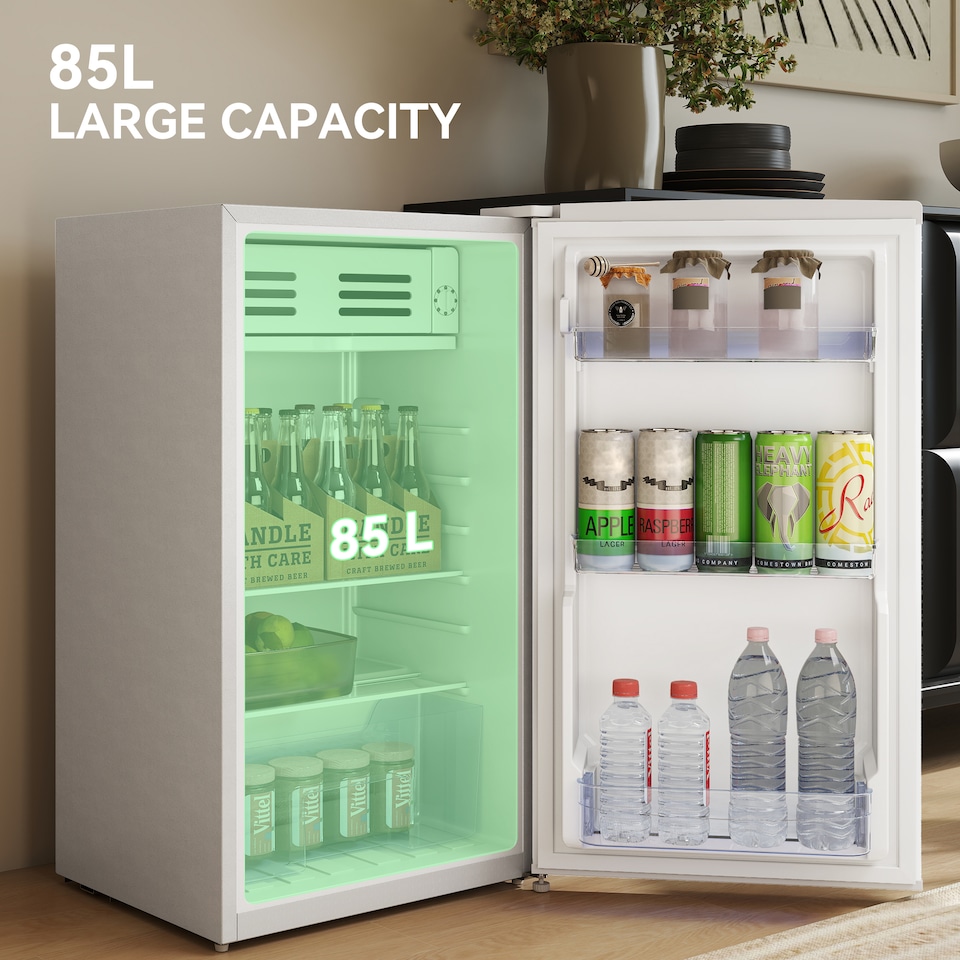 image 1 of HOMCOM 85L Freestanding Under Counter Fridge with Chiller Box, White | White