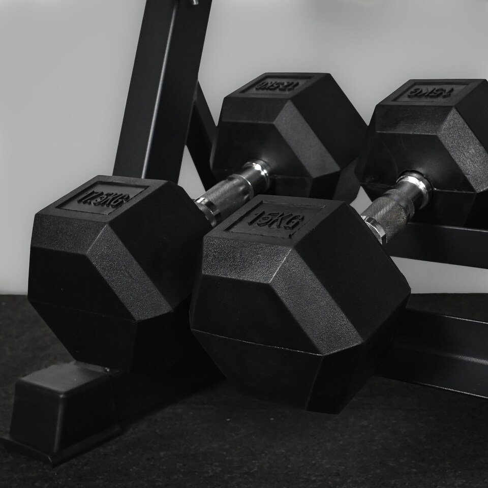 image 1 of GYM SETS 3Tier Dumbbell Storage Rack- (1 Rack | 25-35kg | 25 / 27.5 / 30 / 32.5 / 35kg / Upgraded Home Bench | +£60)