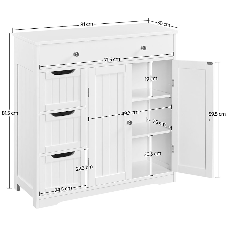 image 1 of Yaheetech  Practical Storage Cabinet with 4 Drawers White