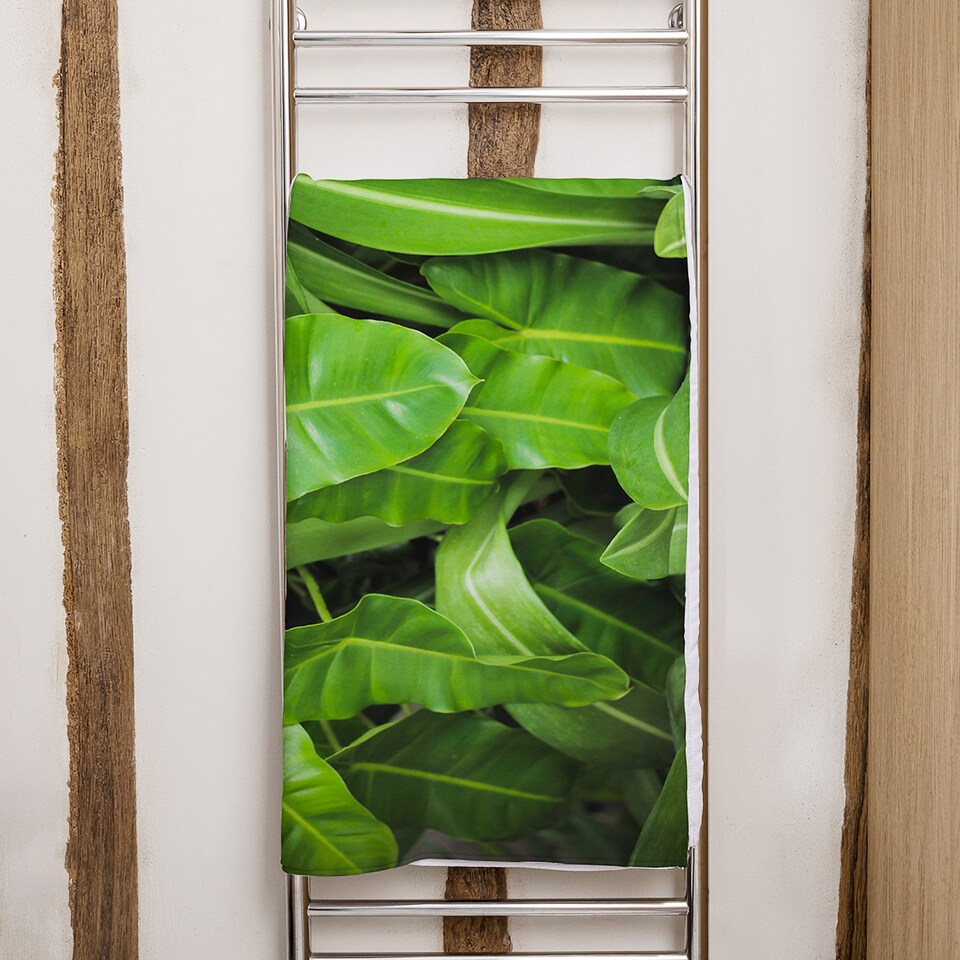 image 1 of Abstract background of dark green leaves Designer Bath Towel | Multi