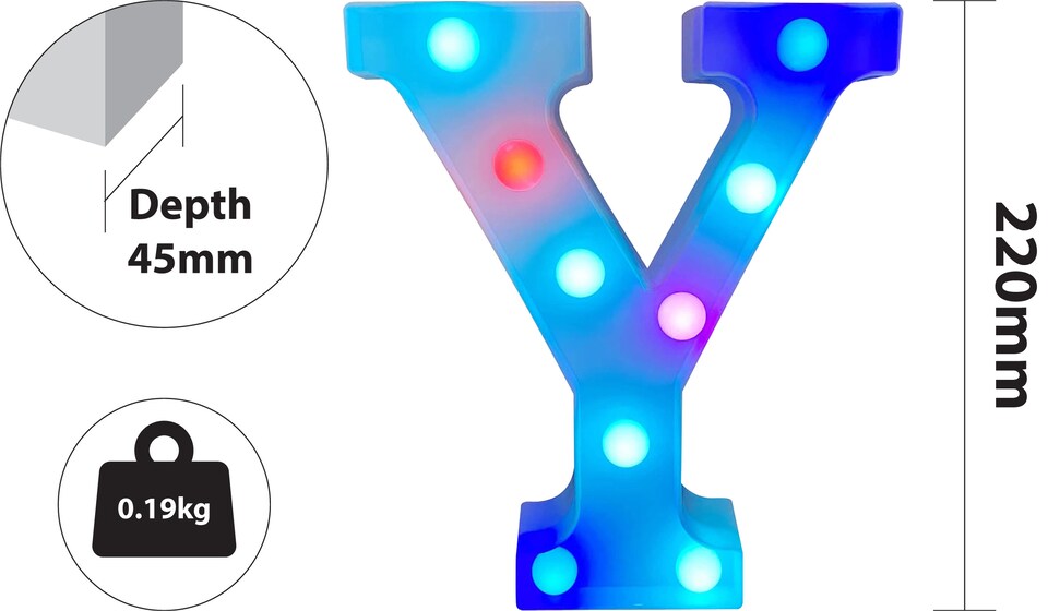 image 1 of Battery Operated RGB Letter   With Remote Control Letter Y