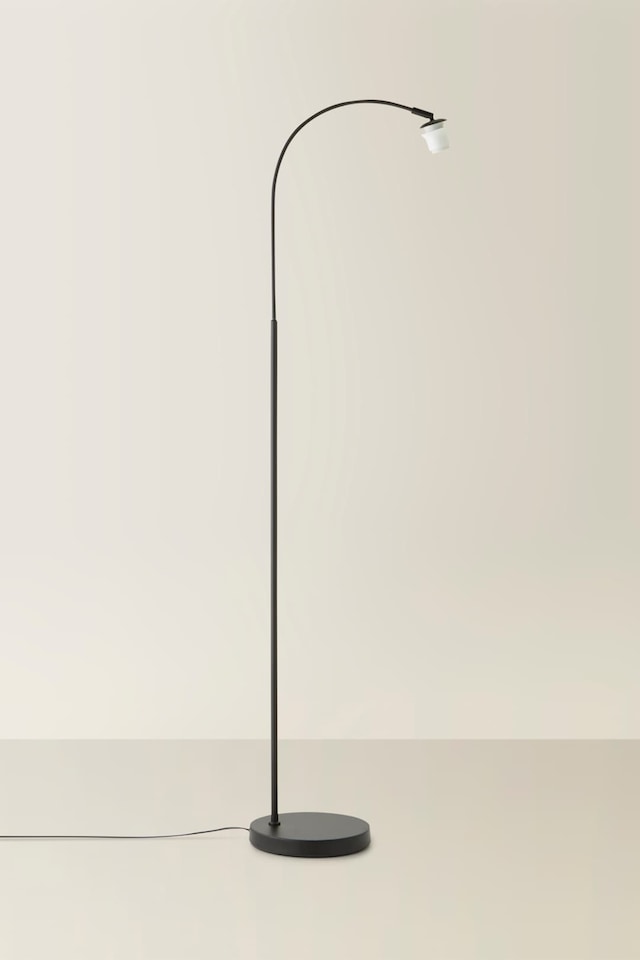image 1 of ValueLights Modern Designer Style Black Curved Stem Floor Lamp Base | Black