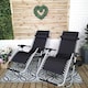 image 2 of Set of 2 Multi Position Garden Zero Gravity Relaxer Chair Sun Lounger in Black & Silver