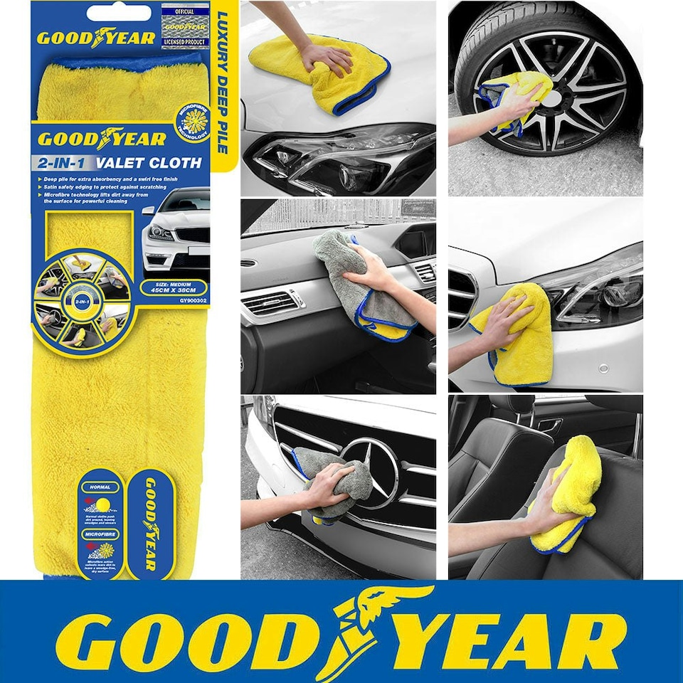 image 1 of Goodyear Large Super Absorbent Car Wash Microfiber Towel Cloth Car Cleaning Yellow