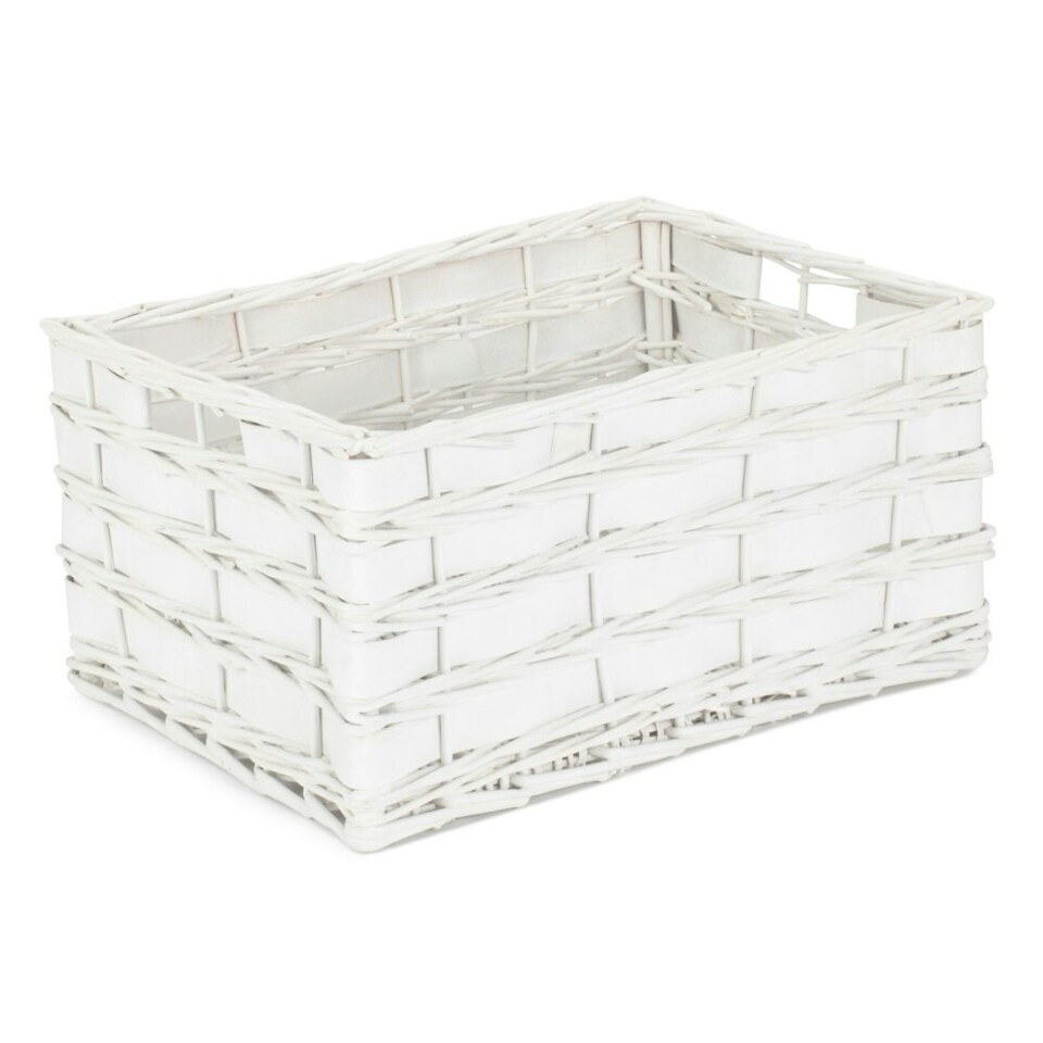 image 1 of Unlined Small White Scandi Storage Basket | White | White