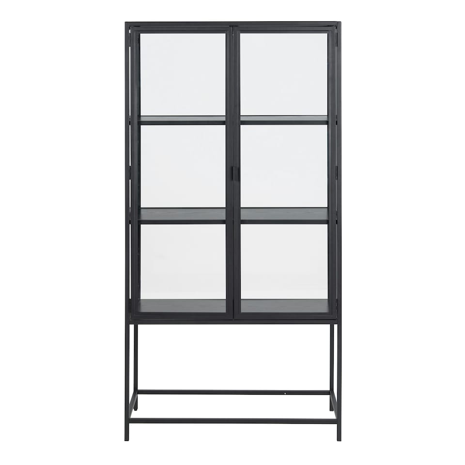 image 1 of Seaford 2 Glass Door Display Cabinet in Black