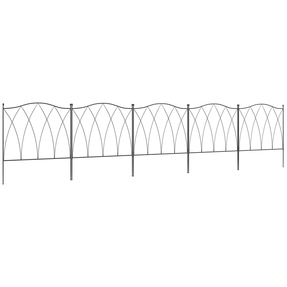 image 1 of Outsunny 5PCs Decorative Garden Fencing Metal Border Edging