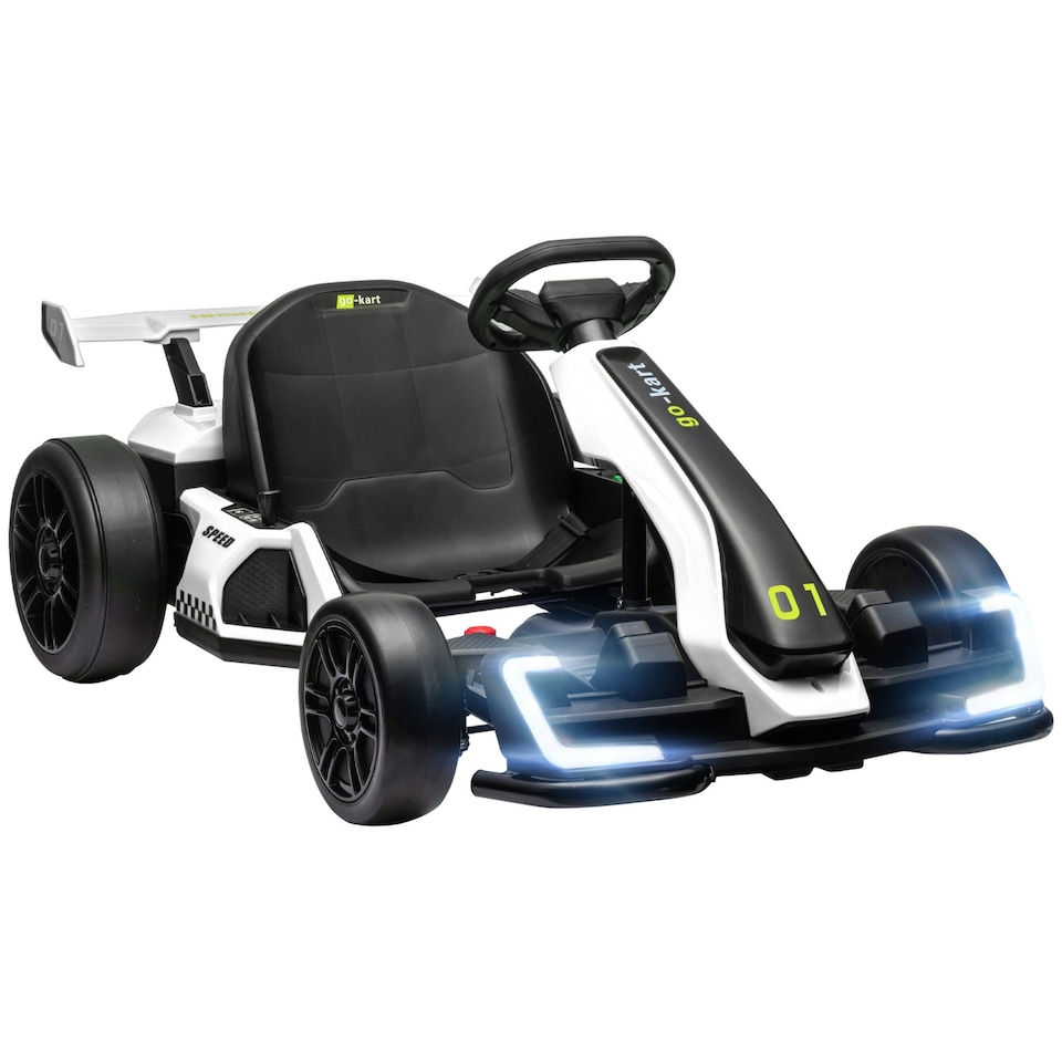 image 1 of HOMCOM 24V Electric Go Kart for Kids with Adjustable Seat, White