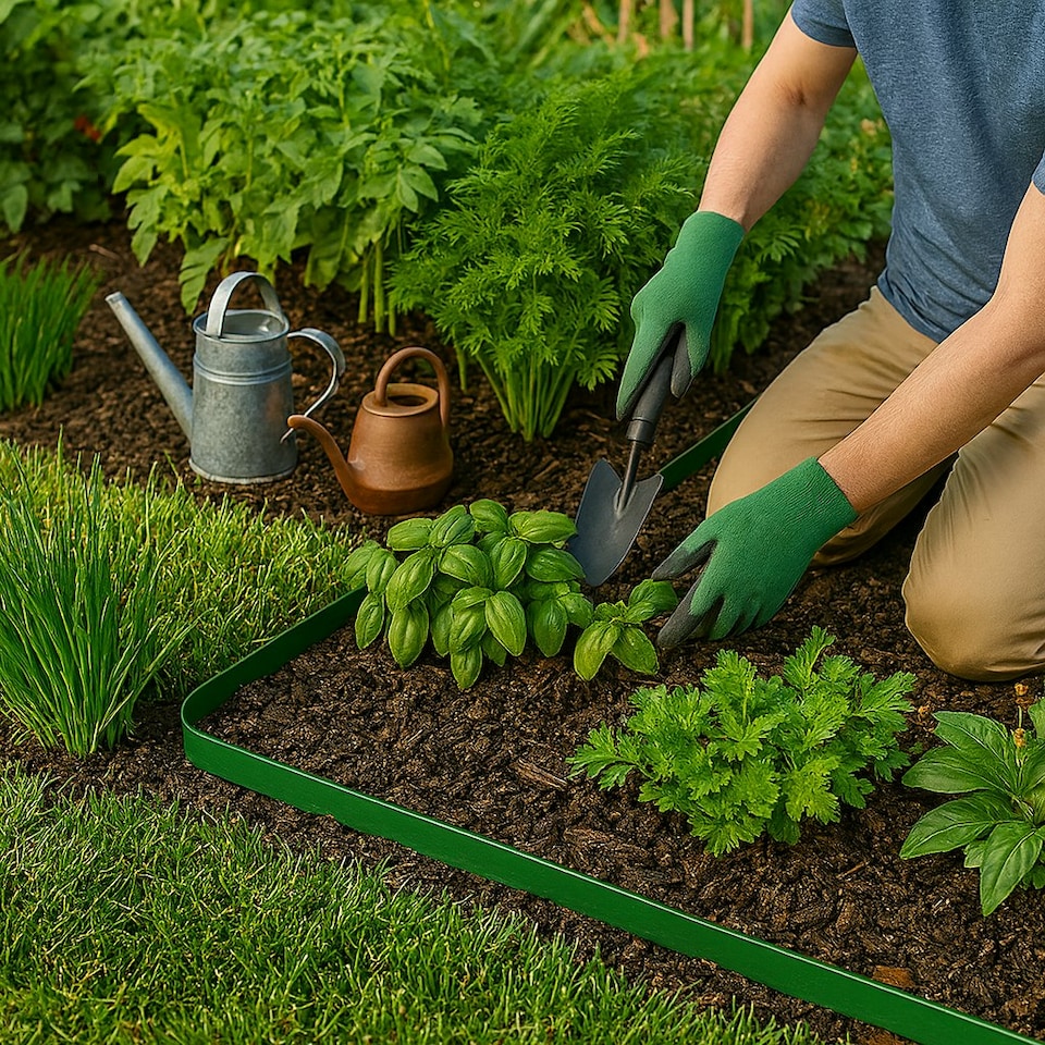 image 1 of Harbour Housewares Flexible Plastic Lawn & Path Edging - 10m x 4cm - Green