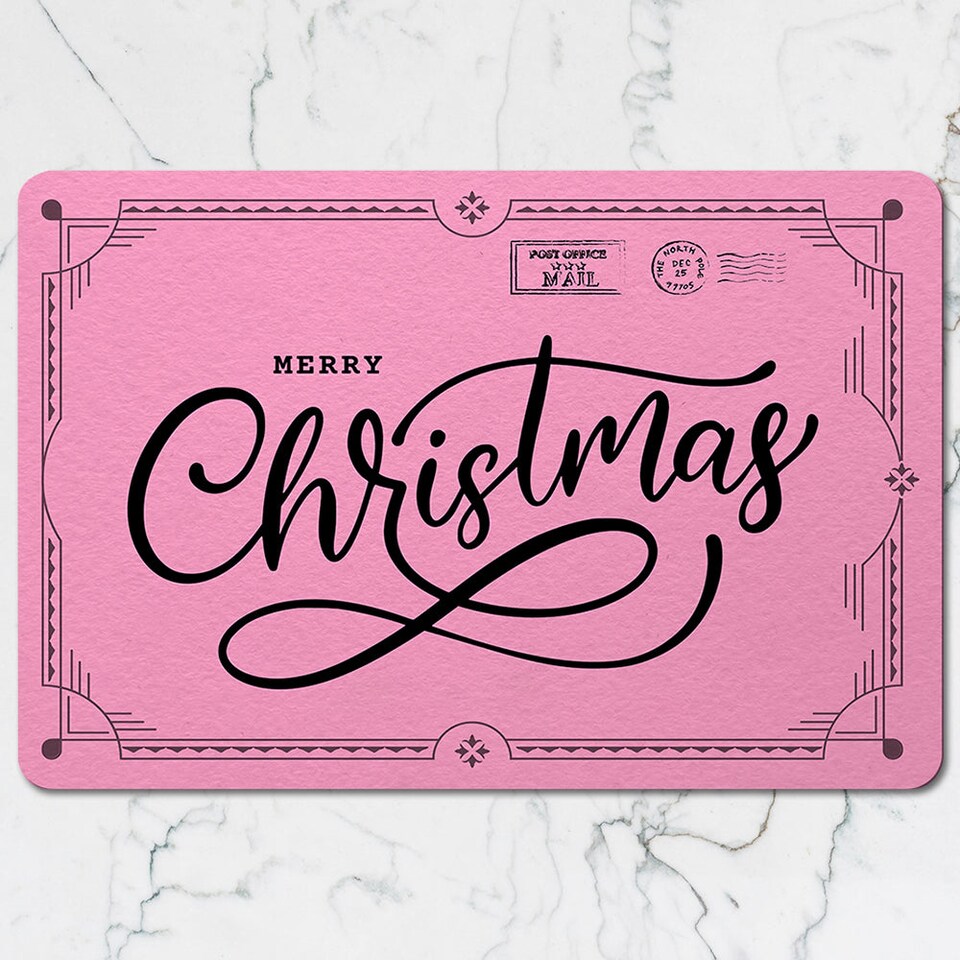 image 1 of Pink Merry Christmas Placemats And Coaster Set Gift Ready